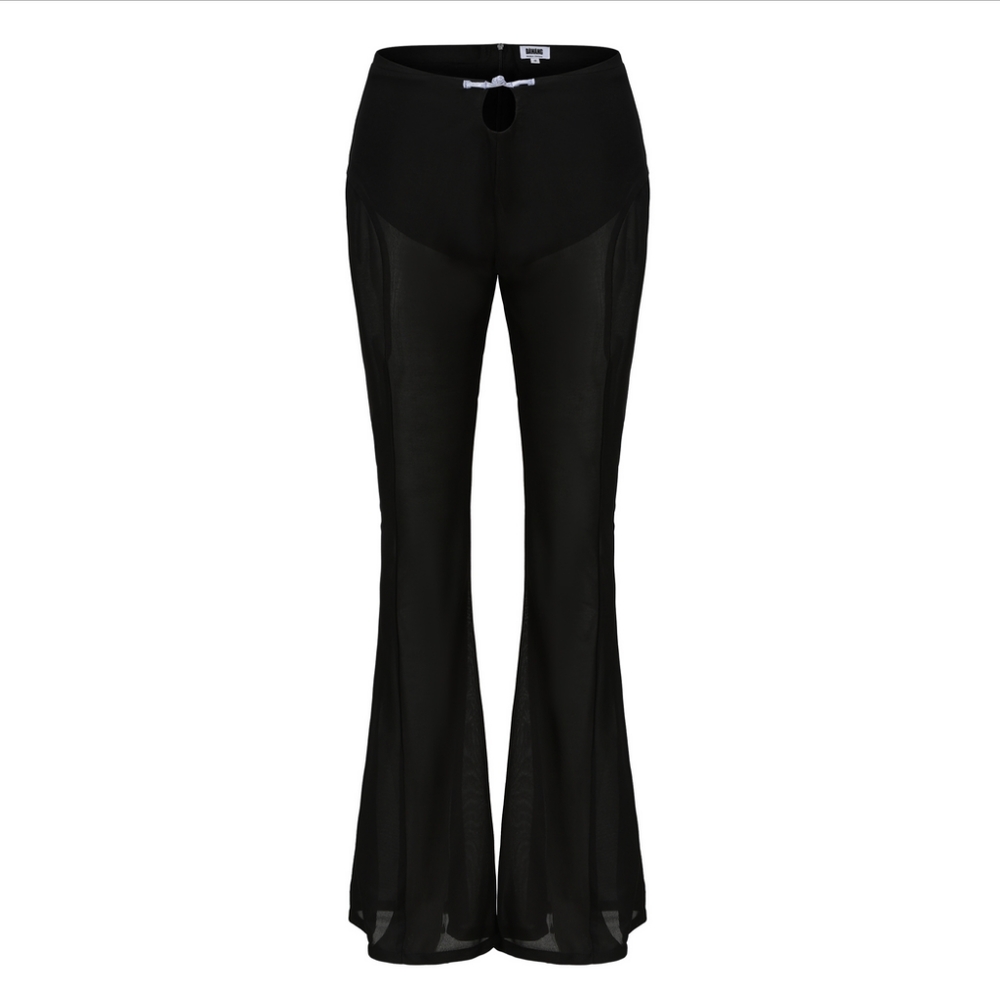 DAWANG Meng Mid Rise Flare Pants - Black - Medium